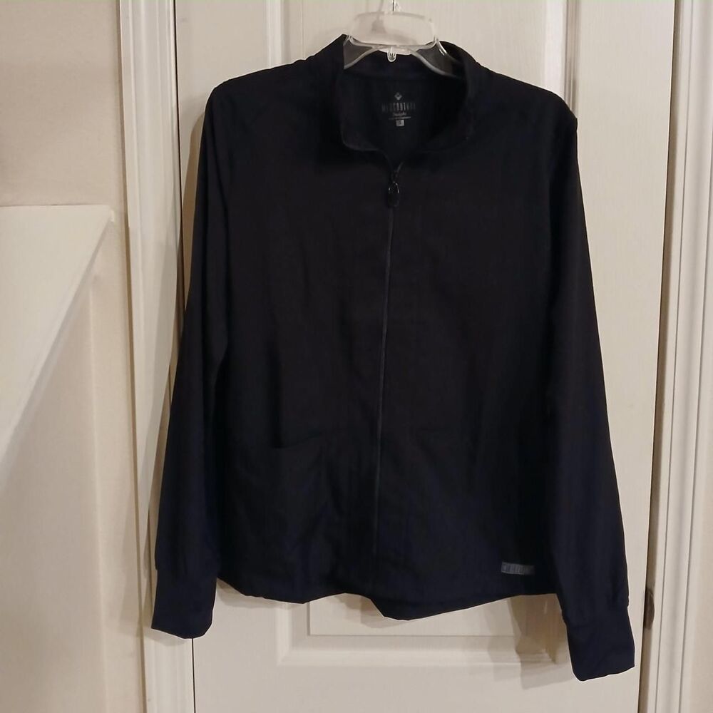 Black Med Couture Insight zip Up Scrub Jacket Size S Basic Classic
